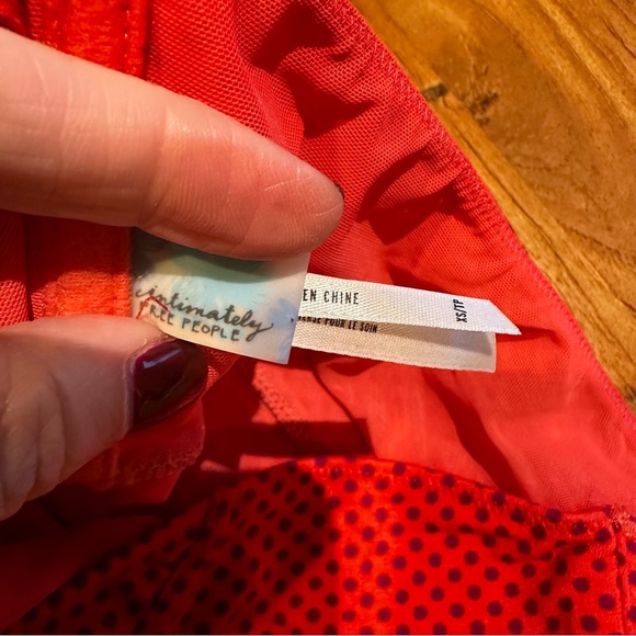 Free People Intimately Women’s Orange Polka Dot Bandeau Top Stretchy Side Boning - Picture 2 of 7